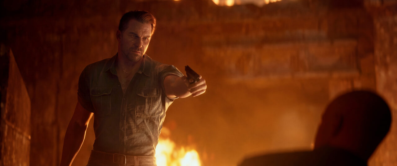 Banished cinematic scene with fire